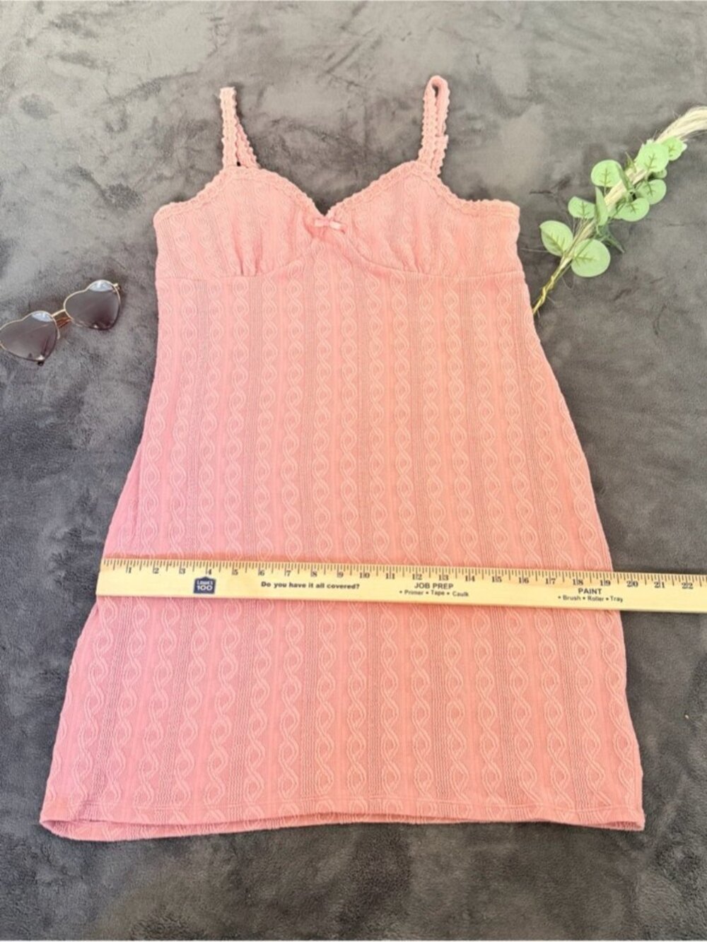 Pink Lace Knit Cotton Dress Sz XL